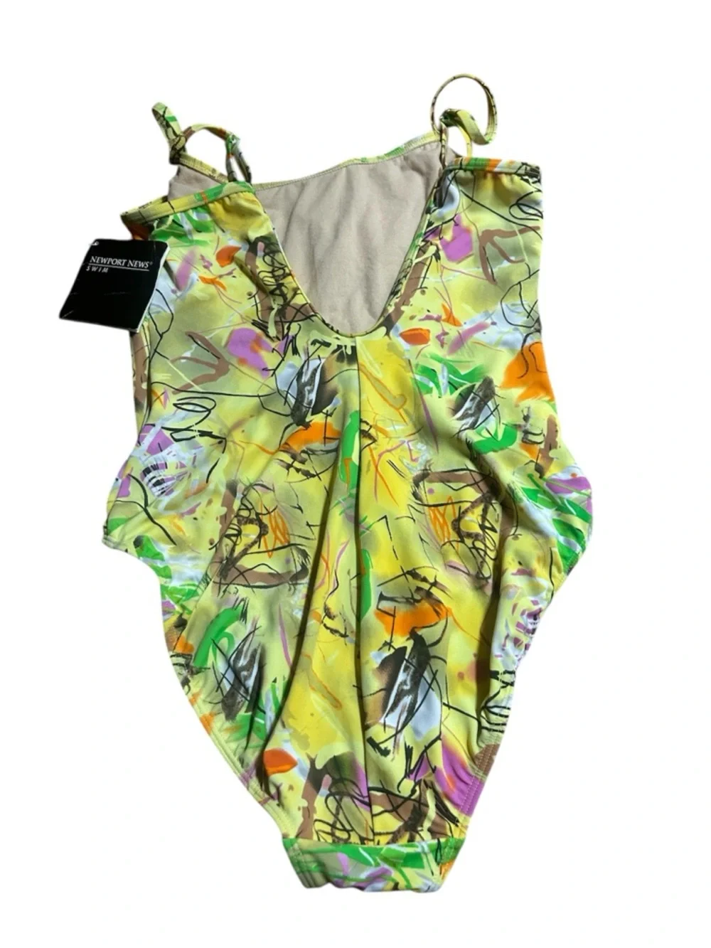 New port News Vibrant Abstract Print One-Piece Swimsuit in Lime & Multicolor